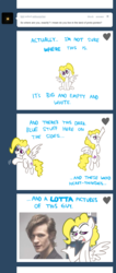 Size: 544x1280 | Tagged: safe, artist:willdrawforfood1, surprise, human, pegasus, pony, ask surprise, g1, g4, ask, breaking the fourth wall, doctor who, eleventh doctor, female, flying, g1 to g4, generation leap, irl, irl human, mare, matt smith, motion lines, photo, suddenly hands, tardis, tumblr