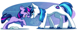 Size: 1024x419 | Tagged: safe, artist:kiki-kit, shining armor, twilight sparkle, pony, unicorn, g4, abstract background, blank flank, brother and sister, colt shining armor, cute, duo, eyes closed, female, filly, filly twilight sparkle, male, open mouth, profile, siblings, teenager, younger