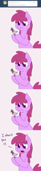 Size: 750x3135 | Tagged: safe, artist:skoon, berry punch, berryshine, earth pony, hippalectryon, pony, ask berry punch, g4, bipedal, female, i don't get it, open mouth, pun, solo