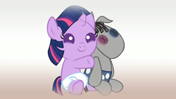 Size: 1280x720 | Tagged: safe, artist:omegaozone, smarty pants, twilight sparkle, pony, g4, lesson zero, baby, baby pony, babylight sparkle, cute, diaper, filly, filly twilight sparkle, foal, want it need it