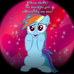 Size: 1024x1024 | Tagged: safe, artist:daedric-pony, rainbow dash, pegasus, pony, g4, dialogue, female, heart, solo, sparkles