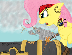 Size: 1100x848 | Tagged: safe, artist:gcrebel, fluttershy, pony, g4, cannon, pirate, solo