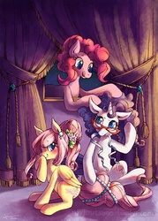 Size: 572x800 | Tagged: safe, artist:nakioutsuno, fluttershy, pinkie pie, rarity, g4, alternate hairstyle, glasses