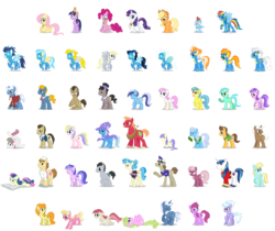 Size: 4671x3924 | Tagged: safe, allie way, amethyst star, applejack, berry punch, berryshine, big macintosh, blossomforth, bon bon, caramel, carrot top, cheerilee, cloudchaser, daisy, davenport, derpy hooves, doctor whooves, donut joe, eleventh hour, fire streak, fleetfoot, flower wishes, fluttershy, golden harvest, helia, high winds, holly dash, lemon hearts, lightning streak, lily, lily valley, lucky clover, lyra heartstrings, minuette, misty fly, mochaccino, parcel post, perfect pace, pinkie pie, pokey pierce, post haste, rainbow dash, rare find, rarity, roseluck, sea swirl, seafoam, shining armor, shoeshine, shortround, silver lining, silver zoom, soarin', sparkler, spike, spitfire, surprise, sweetie drops, time turner, trixie, twilight sparkle, twinkleshine, wave chill, earth pony, pony, shetland pony, g1, g4, background pony, eleventh doctor, fifth doctor, flower trio, male, new rainbow dash, simple background, stallion, tenth doctor, the master, third doctor, transparent background, vector, wonderbolts