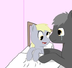 Size: 2000x1895 | Tagged: safe, artist:sawsta, derpy hooves, fanfic:bubbles, g4, crying, derpy's father, duo, fanfic, father, filly