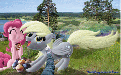 Size: 768x480 | Tagged: safe, artist:deathpwny, derpy hooves, pinkie pie, human, pony, g4, animated, female, irl, photo