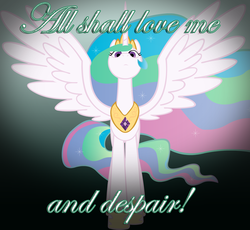 Size: 2200x2025 | Tagged: safe, princess celestia, pony, g4, female, galadriel, high res, image macro, lord of the rings, meme, solo, tyrant celestia