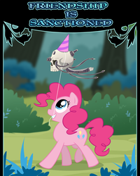 Size: 1360x1700 | Tagged: safe, artist:madmax, pinkie pie, fanfic:friendship is sanctioned, g4, balloon, cover art, crossover, fanfic, fanfic art, servo skull, warhammer (game), warhammer 40k