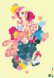 Size: 900x1284 | Tagged: safe, artist:chicmonster, angel bunny, fluttershy, human, g4, clothes, female, humanized, solo