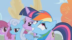 Size: 640x355 | Tagged: safe, screencap, rainbow dash, twilight sparkle, g4, 42, iraq, youtube caption