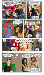 Size: 700x1200 | Tagged: safe, artist:feadraug, derpy hooves, doctor whooves, pinkie pie, time turner, oc, pegasus, pony, g4, comic, deadpool, dialogue, female, happy, human to pony, join the herd, mare, mass effect, sailor jupiter, sailor moon (series), smiling, speech bubble, tali'zorah vas normandy, transformation