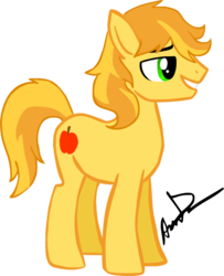 Size: 800x986 | Tagged: safe, artist:omg-chibi, braeburn, earth pony, pony, g4, male, signature, simple background, solo, stallion, transparent background