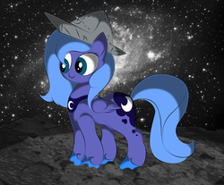 Size: 1878x1553 | Tagged: safe, artist:v-d-k, princess luna, pony, moonstuck, g4, cartographer's cap, female, hat, moon, solo, woona