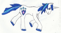 Size: 630x338 | Tagged: safe, artist:zeldatheswordsman, shining armor, pony, g4, charge, male, solo, traditional art