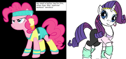 Size: 1126x525 | Tagged: safe, pinkie pie, rarity, g4, 80s, headband, meta