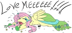 Size: 1000x463 | Tagged: safe, artist:hacat, fluttershy, g4, the best night ever, bronybait, clothes, crying, cute, dress, gala, grand galloping gala, lonely, love me, sad, shyabetes, you're going to love me