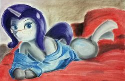 Size: 1108x720 | Tagged: safe, artist:thefabledrarity, rarity, anthro, g4, glasses, solo