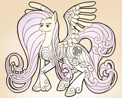 Size: 800x640 | Tagged: safe, artist:willygalleta, fluttershy, pegasus, pony, g4, female, gradient background, mare, solo, spread wings, standing, three quarter view, wings
