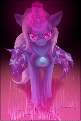 Size: 800x1200 | Tagged: safe, artist:inuhoshi-to-darkpen, trixie, pony, unicorn, g4, angry, female, magic, mare, solo