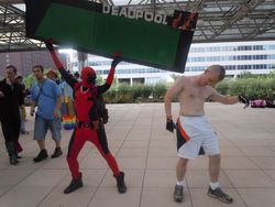 Size: 1024x768 | Tagged: safe, bulk biceps, human, g4, cosplay, deadpool, irl, irl human, photo