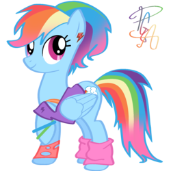 Size: 1280x1280 | Tagged: dead source, safe, artist:pa0oliitahw, rainbow dash, pegasus, pony, g4, 80s, alternate hairstyle, female, leg warmers, mare, rainbow dash always dresses in style, simple background, solo, transparent background, vector
