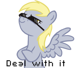 Size: 886x791 | Tagged: safe, artist:blackfeathr, derpy hooves, pegasus, pony, g4, deal with it, female, mare, solo