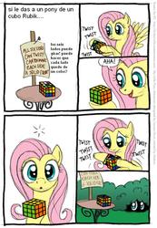 Size: 558x808 | Tagged: safe, artist:frank1605, artist:kturtle, fluttershy, g4, comic, rubik's cube, spanish, translation