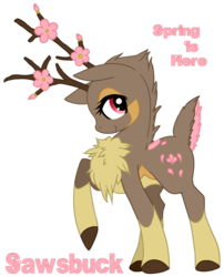 Size: 600x741 | Tagged: safe, artist:suikasen, sawsbuck, pokémon, ponified, simple background, solo, transparent background