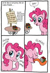 Size: 555x799 | Tagged: safe, artist:frank1605, artist:kturtle, pinkie pie, g4, comic, rubik's cube, spanish, translation