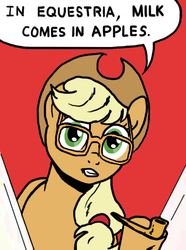 Size: 494x663 | Tagged: safe, artist:sgolem, applejack, g4, duo, glasses, meme