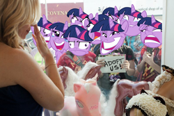 Size: 800x533 | Tagged: safe, edit, twilight sparkle, human, g4, brony, disappointed, facepalm, faic, fanboy, fanboys, irl, meme, photo, rage face, tara strong