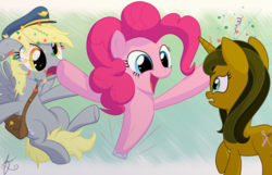 Size: 1024x658 | Tagged: safe, artist:pirill, derpy hooves, pinkie pie, oc, pony, g4, letter