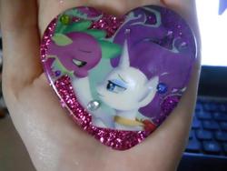 Size: 720x540 | Tagged: safe, artist:though-i-walk, rarity, spike, g4, female, interspecies, male, pendant, ship:sparity, shipping, straight