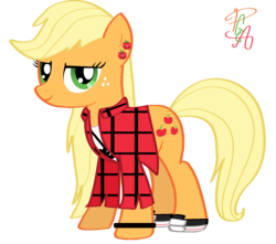 Size: 2180x1928 | Tagged: dead source, safe, artist:pa0oliitahw, applejack, earth pony, pony, g4, '90s, alternate hairstyle, female, loose hair, mare, simple background, solo, transparent background