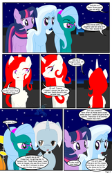 Size: 792x1224 | Tagged: safe, artist:dekomaru, trixie, twilight sparkle, oc, oc:hazel lulamoon, oc:iniduoh, oc:venus, comic:the greatest gift, g4, comic, glasses, what happens in haygas