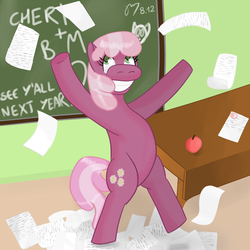 Size: 1200x1200 | Tagged: safe, artist:dracoblair, cheerilee, g4, chalkboard, end of the school year, implied shipping, paper