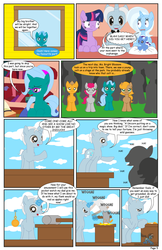 Size: 792x1224 | Tagged: safe, artist:dekomaru, trixie, twilight sparkle, oc, oc:hazel lulamoon, oc:iniduoh, oc:nebula, comic:the greatest gift, lulamoon sonata, g4, comic, glasses