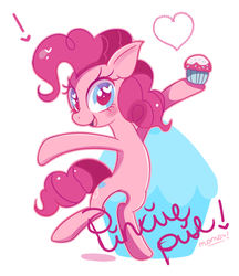 Size: 700x810 | Tagged: safe, artist:ipun, pinkie pie, g4, cupcake, heart eyes, simple background, white background