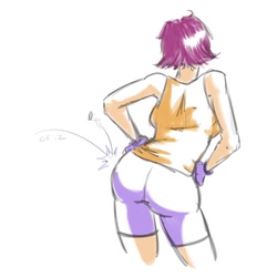 Size: 900x900 | Tagged: safe, artist:moronsonofboron, scootaloo, human, g4, adult, ass, breasts, butt, coin, female, humanized, scootabutt, simple background, solo, white background