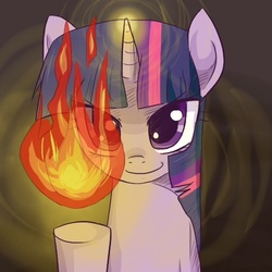 Size: 500x500 | Tagged: safe, artist:keterok, twilight sparkle, pony, g4, female, fire, fireball, pyromancy, solo