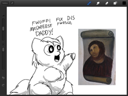 Size: 1024x768 | Tagged: safe, artist:kmeb, fluffy pony, botched ecce homo, fluffy pony original art