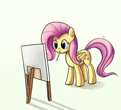 Size: 1165x1055 | Tagged: safe, artist:pokin, fluttershy, g4, easel