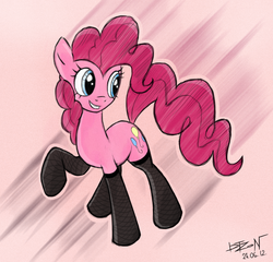 Size: 900x865 | Tagged: safe, artist:dtz-alien, pinkie pie, earth pony, pony, g4, clothes, female, solo, stockings