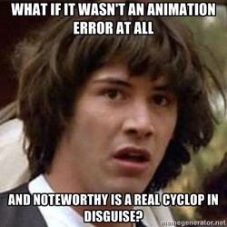 Size: 400x400 | Tagged: safe, blues, noteworthy, human, g4, barely pony related, conspiracy keanu, dialogue, exploitable meme, image macro, implied cyclops, irl, irl human, keanu reeves, male, meme, photo, solo