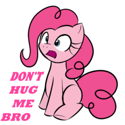Size: 700x700 | Tagged: source needed, safe, artist:kloudmutt, edit, pinkie pie, earth pony, pony, g4, anti-bronybait, come at me bro, come hug me bro, cute, don't taze me bro, filly, hug, solo