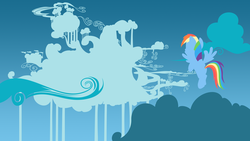 Size: 1920x1080 | Tagged: safe, artist:moabite, rainbow dash, pegasus, pony, g4, cloudsdale, female, flying, hooves, lineless, mare, solo, spread wings, wallpaper, wings