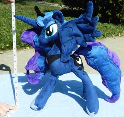 Size: 960x906 | Tagged: safe, artist:jin tei, princess luna, alicorn, pony, g4, irl, outdoors, photo, plushie, solo, spread wings, toy, wings