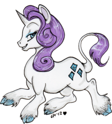 Size: 622x689 | Tagged: safe, artist:twinklestahh, rarity, classical unicorn, pony, g4, female, horn, leonine tail, simple background, solo, transparent background