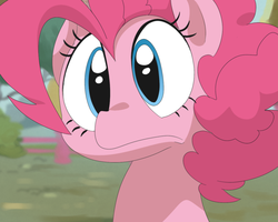 Size: 1280x1024 | Tagged: safe, artist:sunibee, pinkie pie, earth pony, pony, g4, female, frown, solo, wide eyes