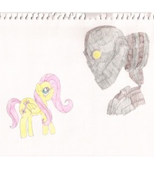 Size: 683x775 | Tagged: safe, artist:leahk90, fluttershy, g4, crossover, the iron giant, traditional art